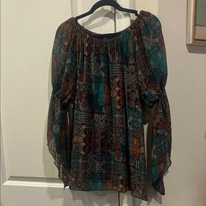 New Directions Colorful Patterned Blouse